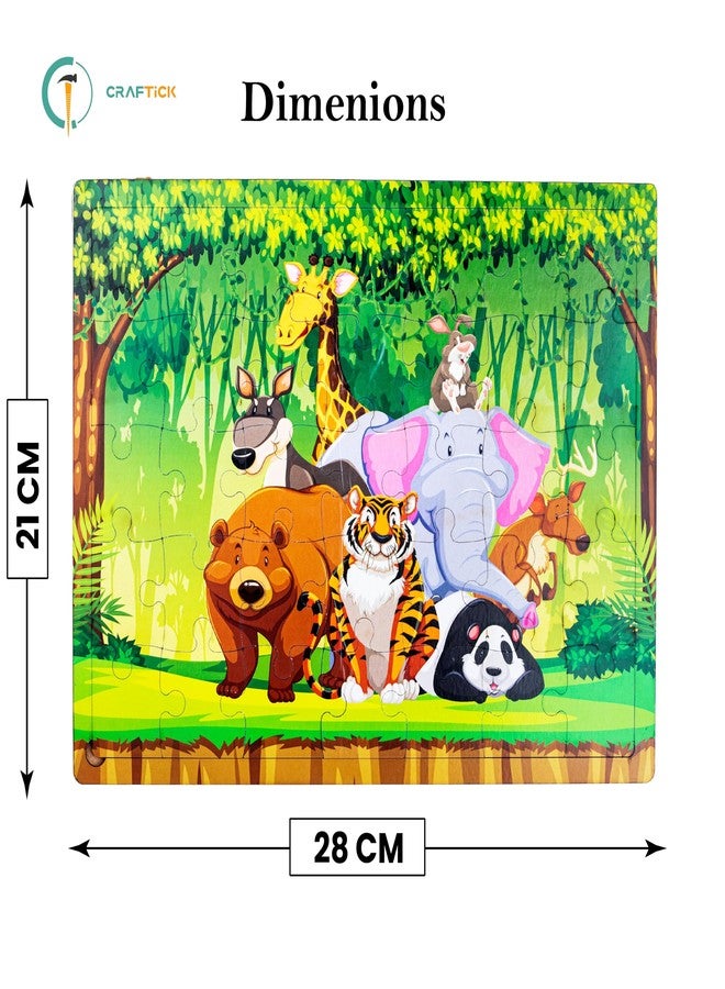 Craftick®Jungle Wild Animals Jigsaw Zoo Puzzle for Kids | Educational Toy for The Kids Age 3 and Above Fun and Challenging Puzzle Game for Focus,Memory |Return Gift - Image 3